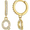 Fzn Cubic Zirconia Initial Drop Earrings In Gold