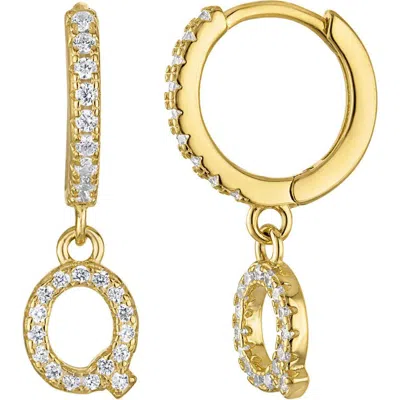 Fzn Cubic Zirconia Initial Drop Earrings In Gold