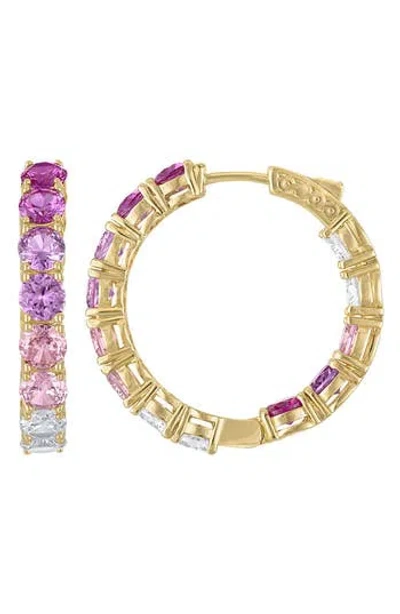 Fzn Cubic Zirconia Inside Out Hoop Earrings