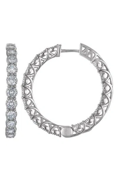 Fzn Cubic Zirconia Inside Out Hoop Earrings In Pattern
