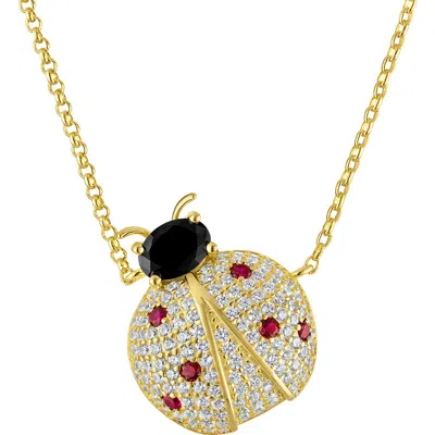 Fzn Cubic Zirconia Ladybug Pendant Necklace In Gold