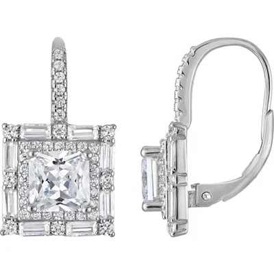 Fzn Cubic Zirconia Lever-back Earrings In Silver