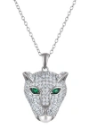 Fzn Cubic Zirconia Panther Pendant Necklace In White
