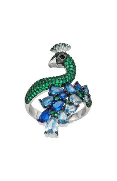 Fzn Cubic Zirconia Peacock Ring In Multi