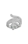 Fzn Cubic Zirconia Snake Ring In Silver