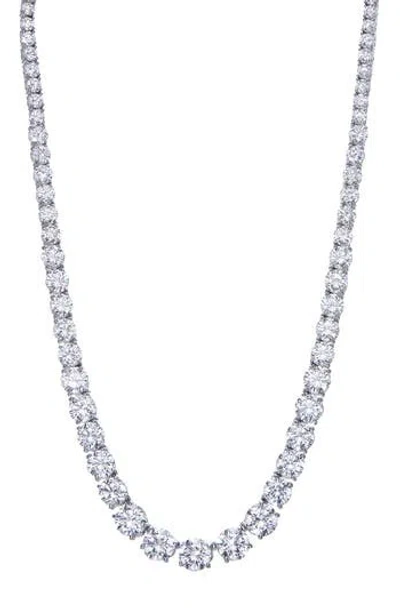 Fzn Cubic Zirconia Tennis Necklace In White
