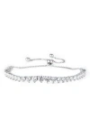 Fzn Cubic Zirconia Tennis Slider Bracelet In Silver