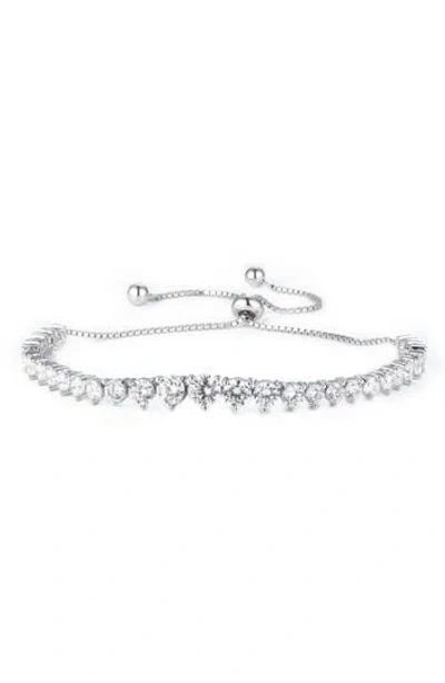 Fzn Cubic Zirconia Tennis Slider Bracelet In Silver
