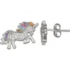 Fzn Cubic Zirconia Unicorn Stud Earrings In Silver