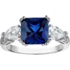 Fzn Cushion Cut Created Sapphire Ring In White