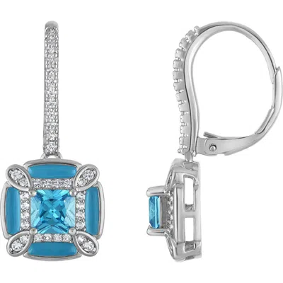 Fzn Cushion Cut Drop Earrings In White