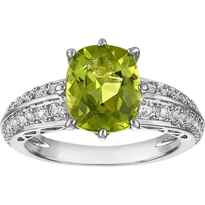Fzn Cushion Cut Peridot Ring In Green