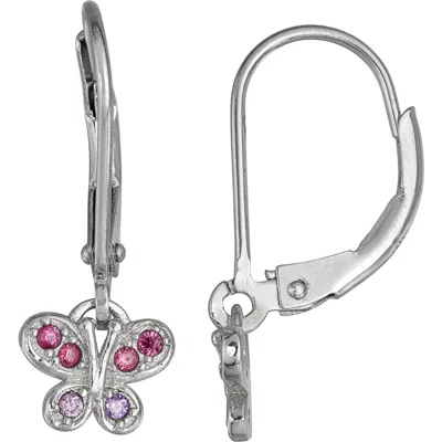 Fzn Cz Butterfly Drop Earrings In White