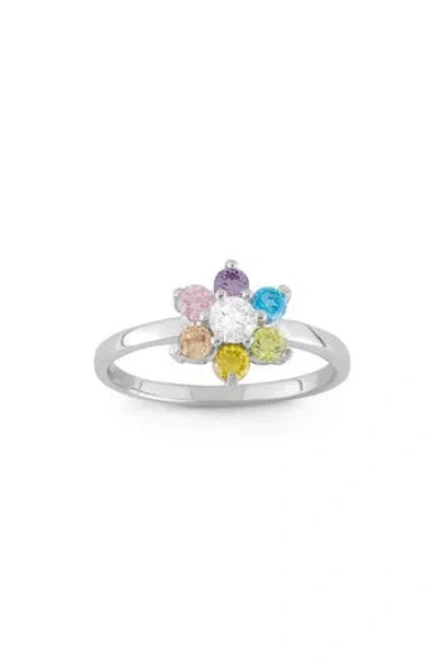 Fzn Cz Flower Ring In Metallic