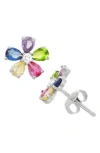 Fzn Cz Flower Stud Earrings In White