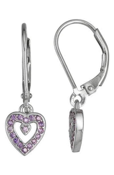 Fzn Cz Heart Drop Earrings In Metallic