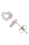 Fzn Cz Heart Stud Earrings In Silver