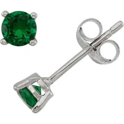 Fzn Cz Stud Earrings In Green