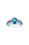 Fzn Sterling Silver Diamond & London Blue Topaz Ring In London Blue Topaz