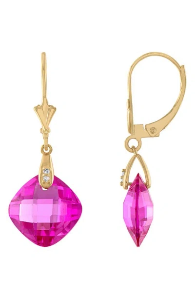 Fzn Diamond Bezel Drop Earrings In Pink