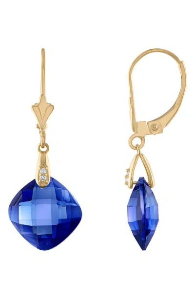 Fzn Diamond Bezel Drop Earrings In Blue