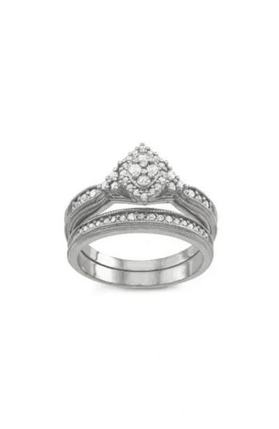 Fzn Diamond Bridal Ring Set In Silver
