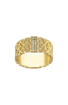 Fzn Diamond Chain Textured Band Ring In Gold