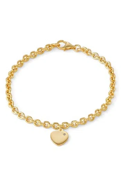 Fzn Diamond Heart Charm Bracelet In Gold