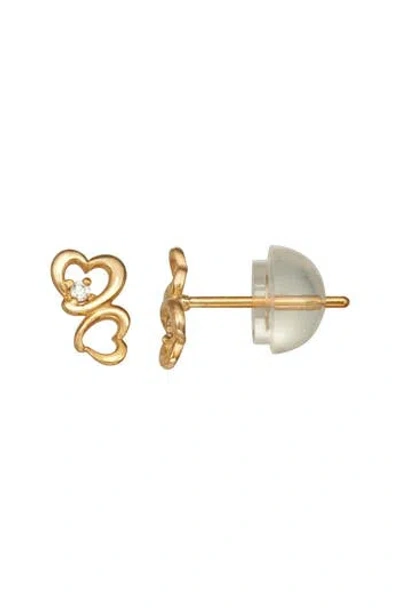 Fzn Diamond Heart Stud Earrings In Gold