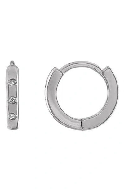 Fzn Diamond Huggie Hoop Earrings In Silver