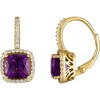 Fzn Diamond Lever-back Earrings In Amethyst