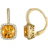Fzn Diamond Lever-back Earrings In Citrine