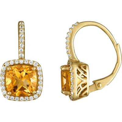Fzn Diamond Lever-back Earrings In Citrine