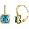 Fzn Diamond Lever-back Earrings In London Blue Topaz
