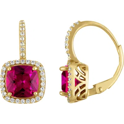Fzn Diamond Lever-back Earrings In Ruby