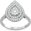 Fzn Sterling Silver Diamond Pavé Teardrop Bridal Ring In Silver