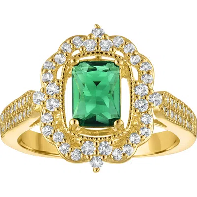 Fzn Emerald Cut Faux Stone Statement Ring In Yellow