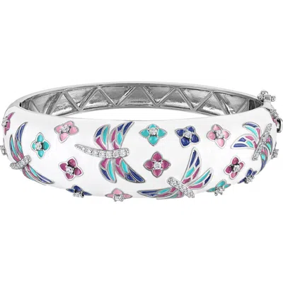 Fzn Enamel Dragonfly Bangle In White