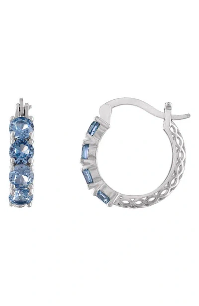 Fzn Filigree Hoop Earrings In Aquamarine
