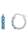 Fzn Filigree Hoop Earrings In Swiss Blue Topaz