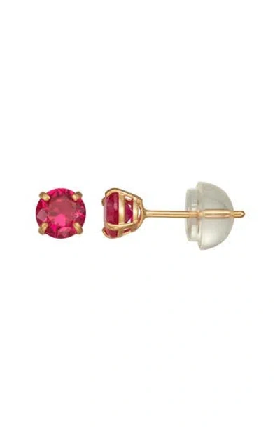 Fzn Gemstone Stud Earrings In Pink