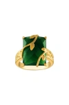 Fzn Green Chalcedony Ring In Yellow