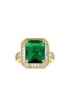 Fzn Green Cubic Zirconia Cocktail Ring In Multi