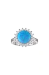 Fzn Halo Opal & Cubic Zirconia Ring In White