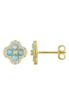 Fzn Halo Opal & Cubic Zirconia Stud Earrings In Gold