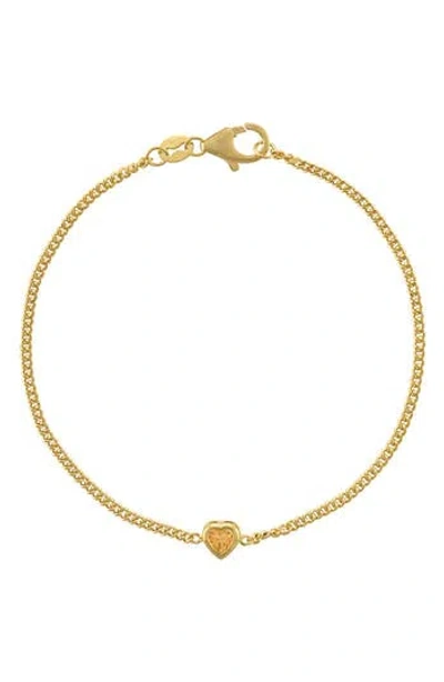 Fzn Heart Charm Bracelet In Citrine