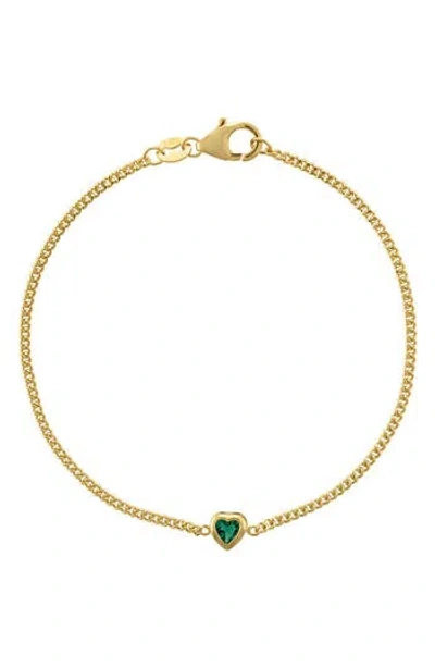 Fzn Heart Charm Bracelet In Emerald