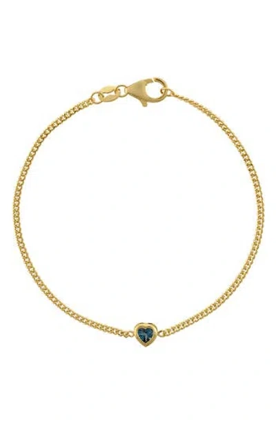 Fzn Heart Charm Bracelet In London Blue Topaz