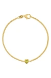 Fzn Heart Charm Bracelet In Peridot