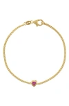 Fzn Heart Charm Bracelet In Pink Sapphire